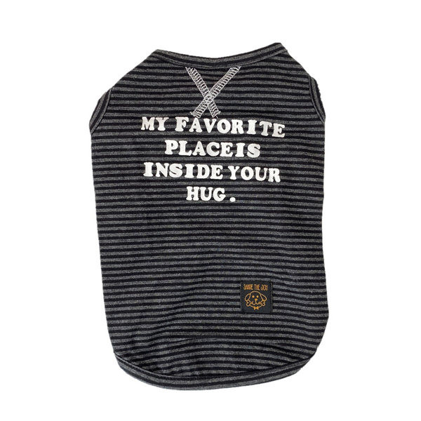 Bluză cu dungi cu inscripție pentru câini