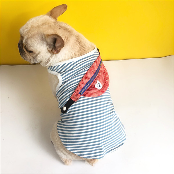 Prugasta majica bez rukava s torbom - za pse