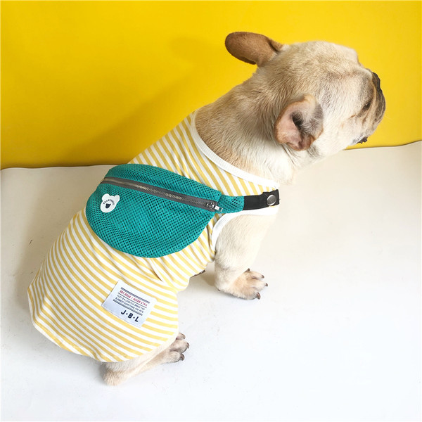 Prugasta majica bez rukava s torbom - za pse