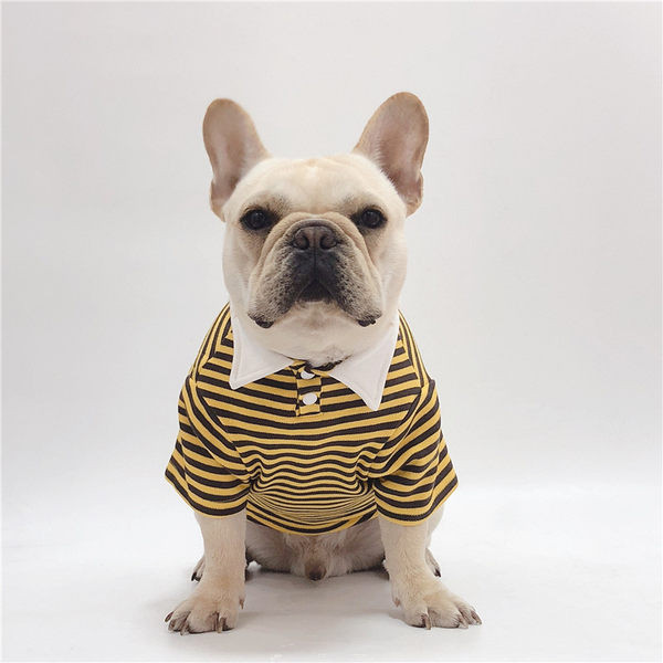 Ριγέ μπλούζα με κουμπιά και απλικέ - για σκύλο