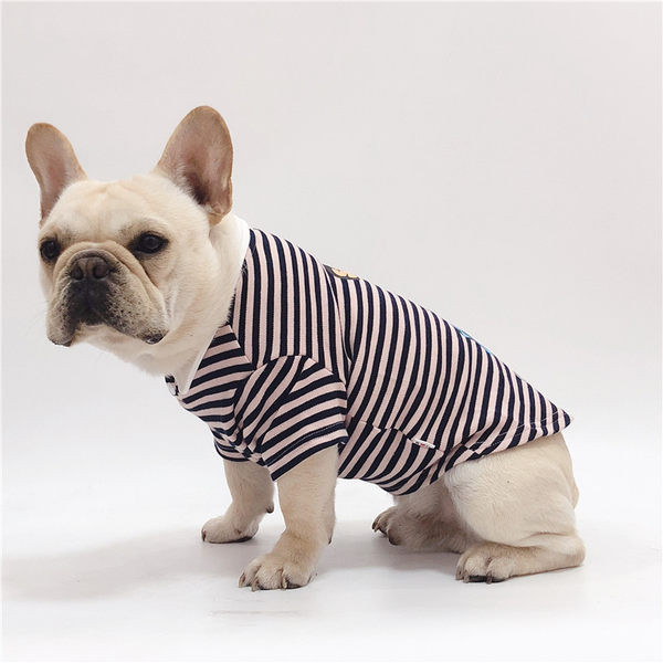 Ριγέ μπλούζα με κουμπιά και απλικέ - για σκύλο