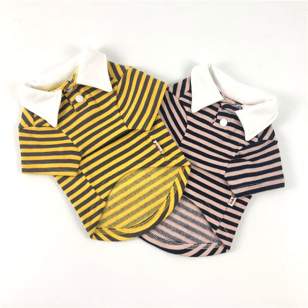 Ριγέ μπλούζα με κουμπιά και απλικέ - για σκύλο