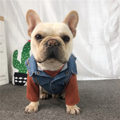 Vesta denim cu nasturi pentru caini