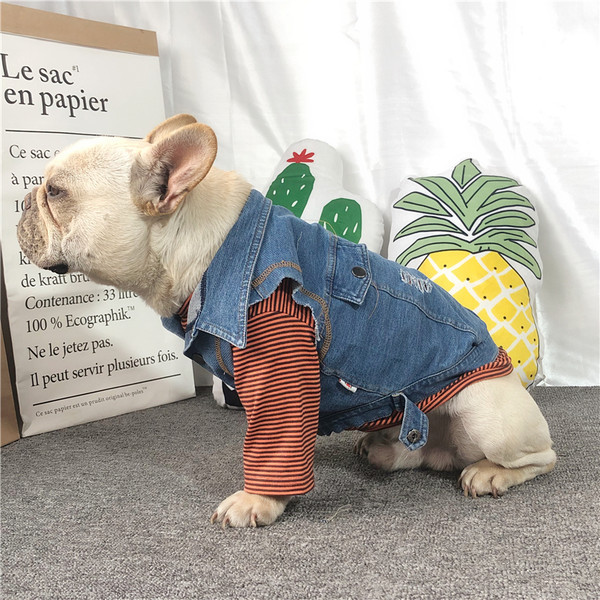 Vesta denim cu nasturi pentru caini