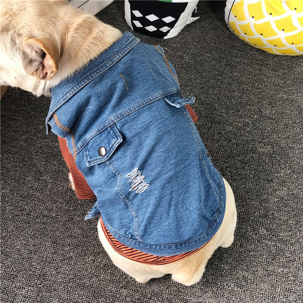 Vesta denim cu nasturi pentru caini