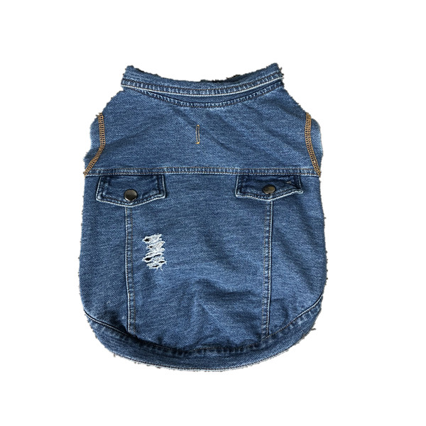 Vesta denim cu nasturi pentru caini