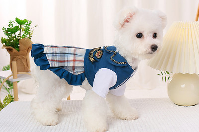 Rochie in carouri cu bucle pentru caini