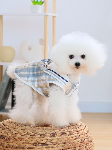 Rūtains apģērbs ar lentīti - suņiem