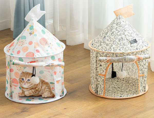 Σήραγγα για γάτες σε σχήμα σπιτιού σε διαφορετικά μοντέλα