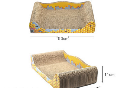 Zgârietură pentru pisici și pat din hârtie ondulată - 2 în 1