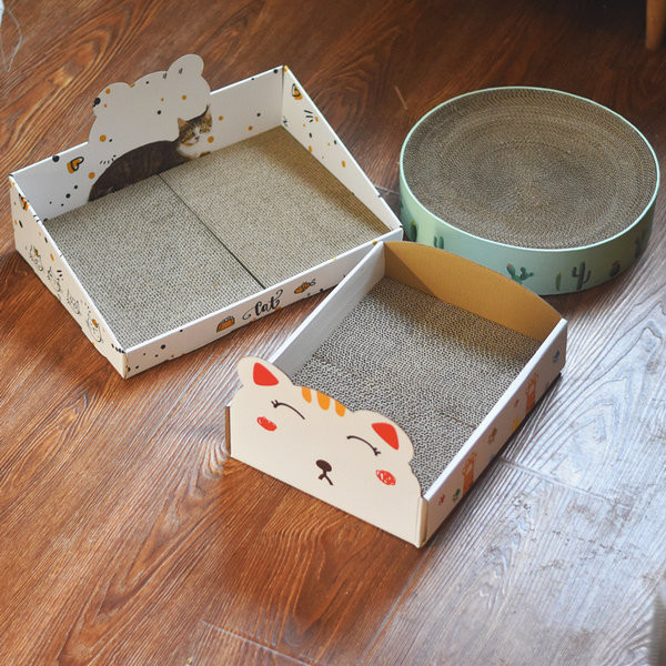 Zgârietură pentru pisici și pat din hârtie ondulată - 2 în 1