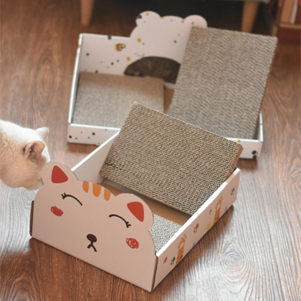 Zgârietură pentru pisici și pat din hârtie ondulată - 2 în 1