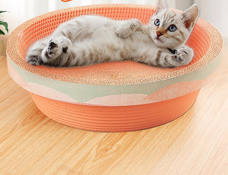 Zgarietor rotund pentru pisici cu hartie ondulata