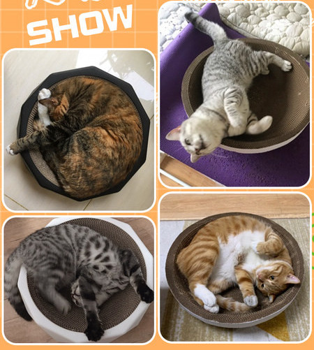 Zgarietor rotund pentru pisici cu hartie ondulata