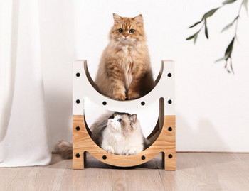 Дървена  драскалка за котки