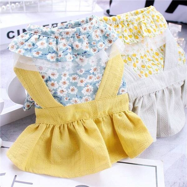 Rochie cu model floral si bucle pentru caini