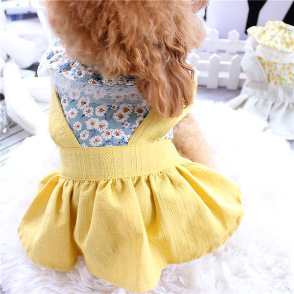 Rochie cu model floral si bucle pentru caini