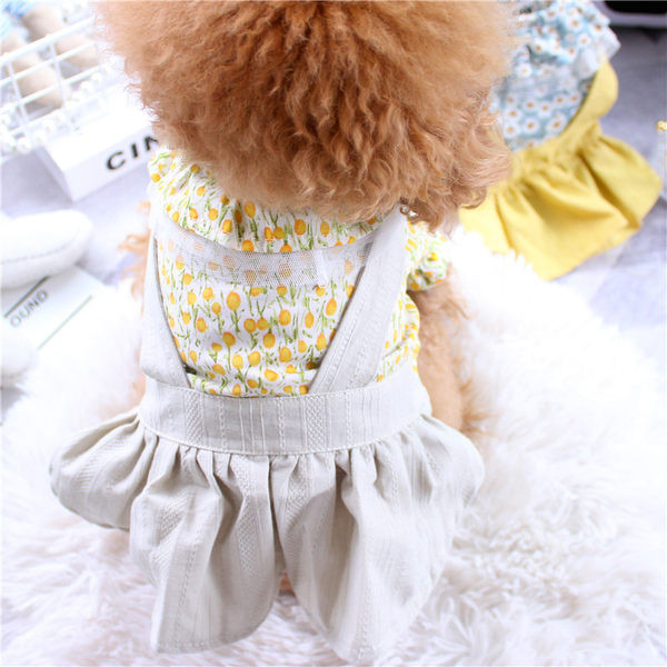 Rochie cu model floral si bucle pentru caini