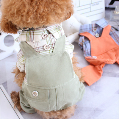 Salopeta pentru caini cu camasa in carouri