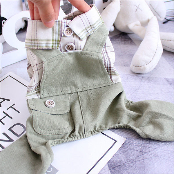 Salopeta pentru caini cu camasa in carouri