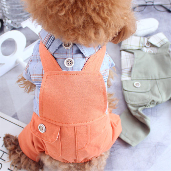 Salopeta pentru caini cu camasa in carouri