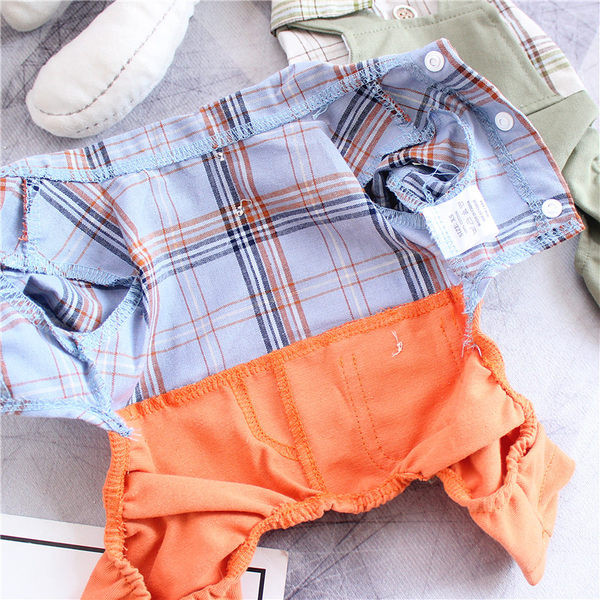 Salopeta pentru caini cu camasa in carouri