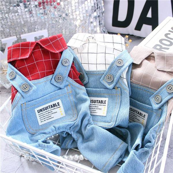 Salopeta din denim cu buzunar pentru caini