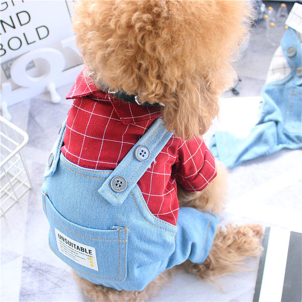 Salopeta din denim cu buzunar pentru caini