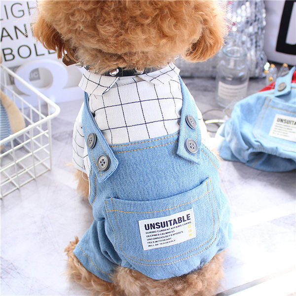 Salopeta din denim cu buzunar pentru caini