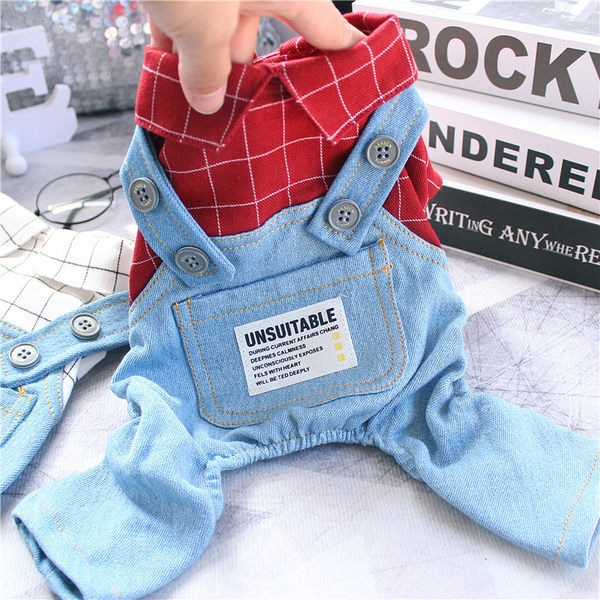 Salopeta din denim cu buzunar pentru caini