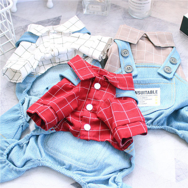 Salopeta din denim cu buzunar pentru caini