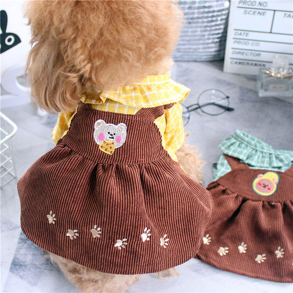 Rochie cu dungi cu broderie pentru caini