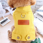 Kolmes värvitoonis nööpidega teksajakk koertele