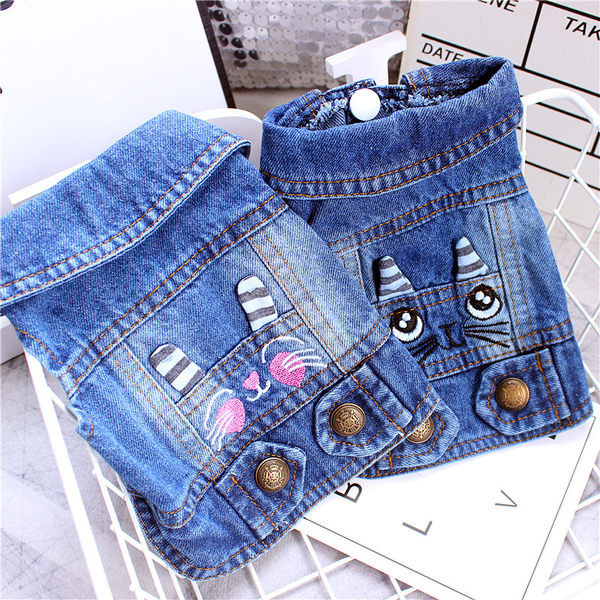 Värvilise tikandiga teksajakk koertele