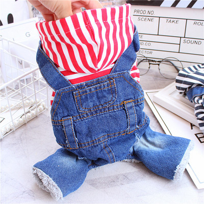 Salopetă din denim cu glugă pentru câini