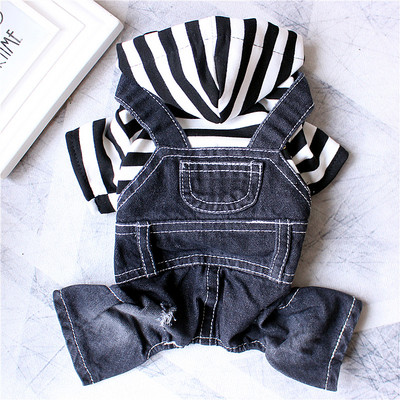 Τζιν φόρμες με ριγέ μπλούζα για σκύλους