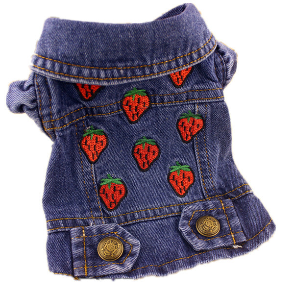 Vesta denim cu broderie pentru caini