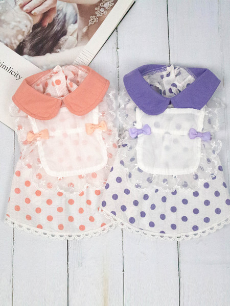 Rochie de câine punctată cu panglică