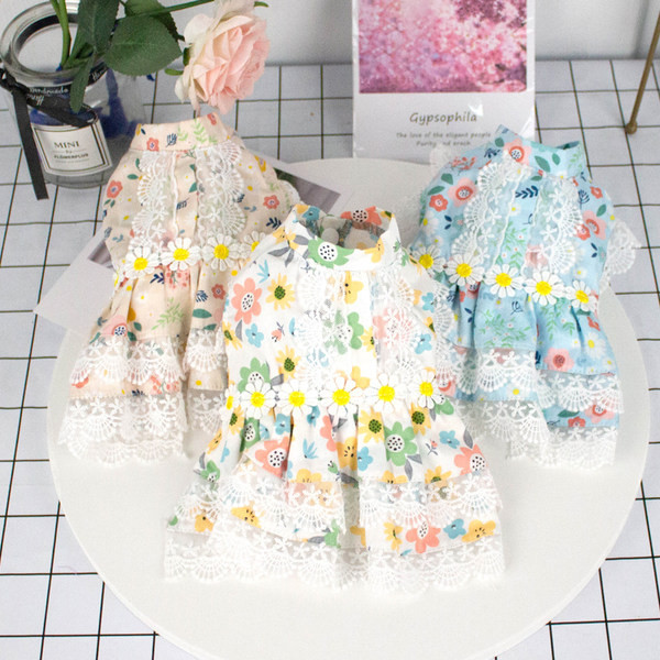 Rochie colorata cu dantela pentru caini