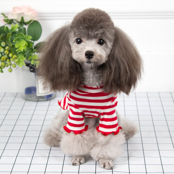 Bluză cu dungi în roșu și negru pentru câini