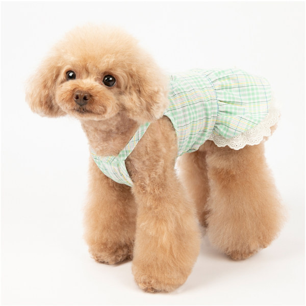 Rochie in carouri cu panglica pentru caini