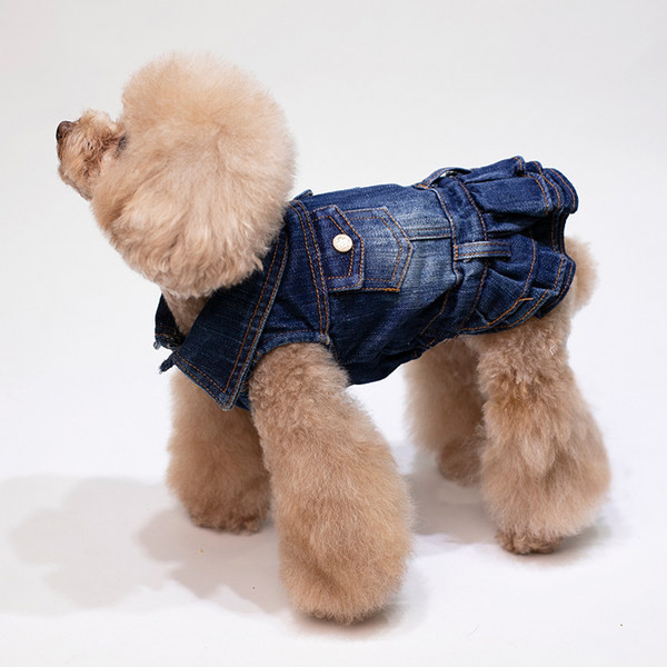 Pseća traper haljina s kovrčama