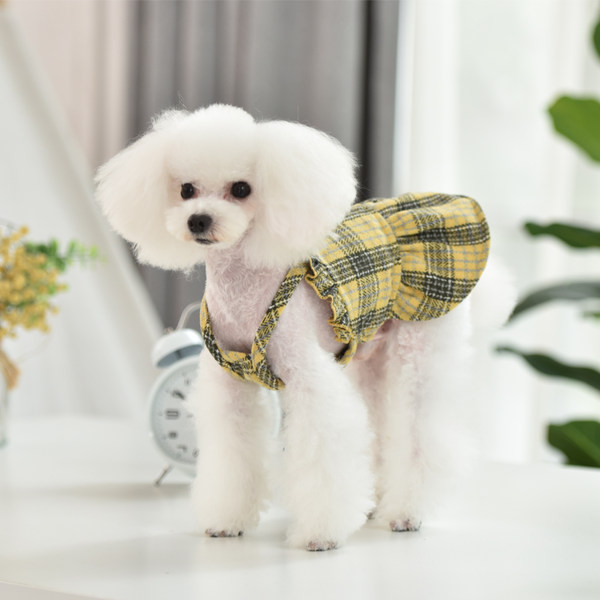 Koerte ruuduline kleit - sinine ja kollane