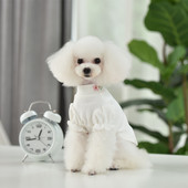 Lokkide ja tikanditega pluus koertele - valge ja roosa