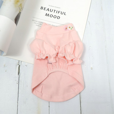 Lokkide ja tikanditega pluus koertele - valge ja roosa