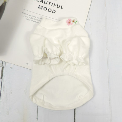 Lokkide ja tikanditega pluus koertele - valge ja roosa