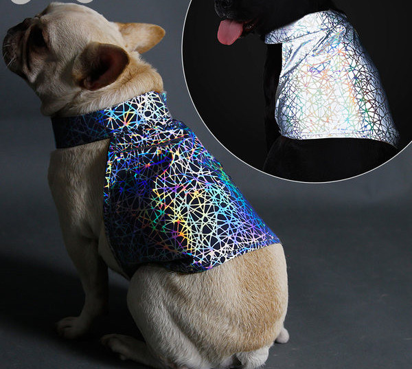 Sjajni prsluk za pse u sivoj boji