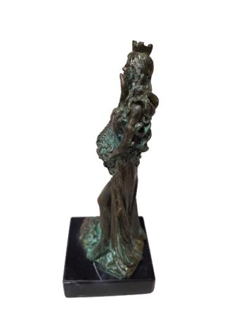 Статуетка Тихи , Метална, Зелена оксидация,14 см.