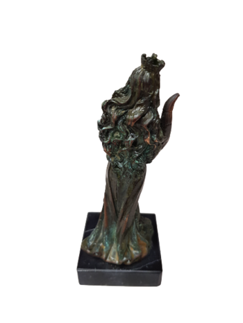 Статуетка Тихи , Метална, Зелена оксидация,14 см.