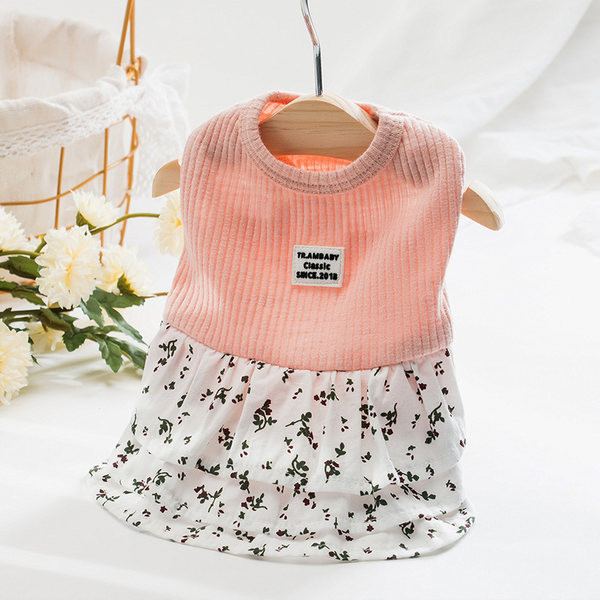 Rochie de vara cu model floral pentru caini